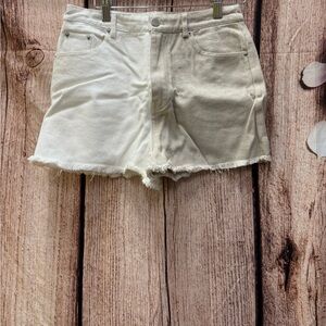 Women's White + Cream Denim Shorts